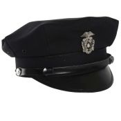 US Police Schirmmütze mit Abzeichen, schwarz 