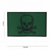Rubber Patch Skull and bones, oliv 